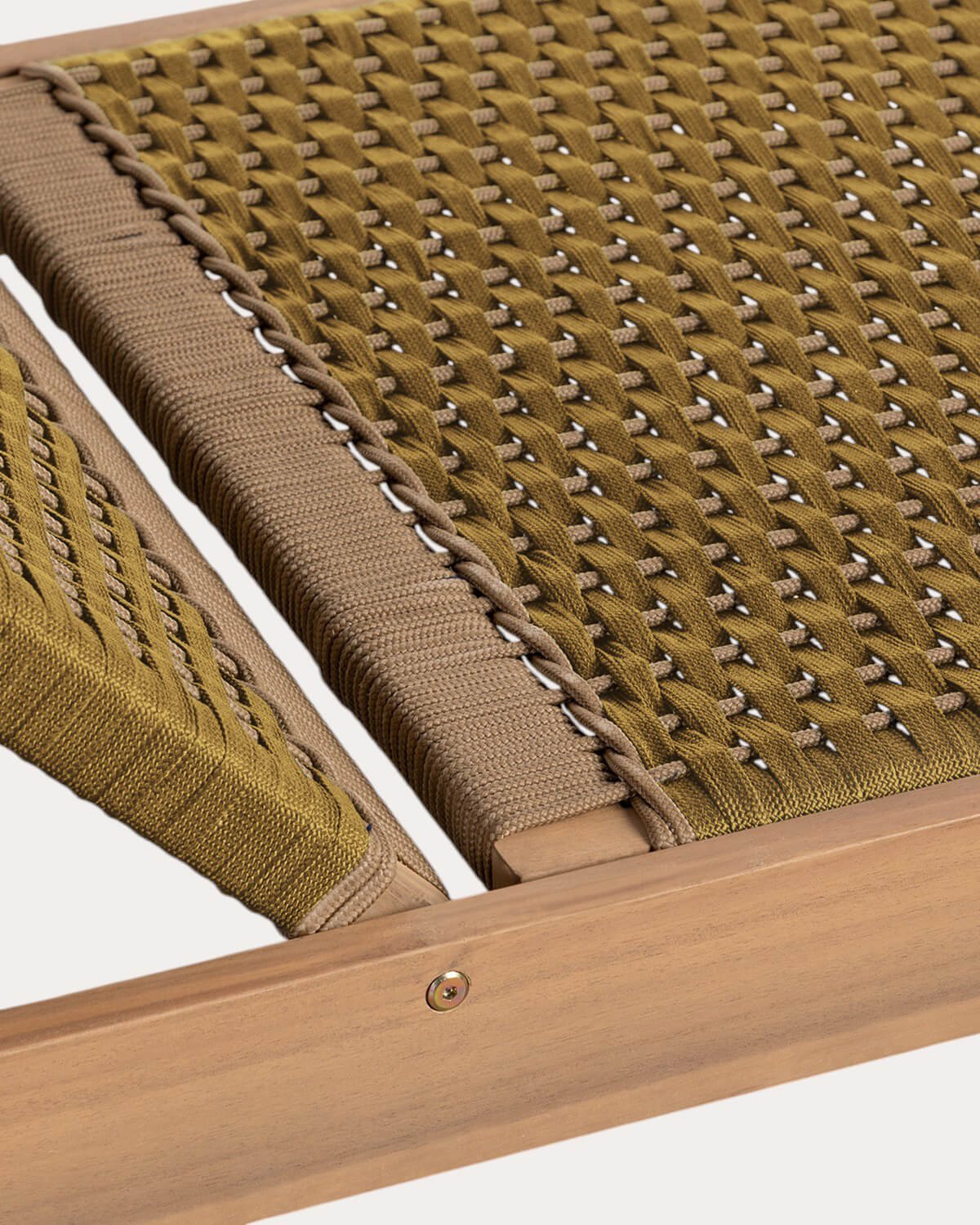 Mirle Acacia Wood and Rope Wheeled Lounger, gallery image 7