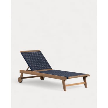 Pack of 2 Mirle Acacia Wood and Rope Loungers with Wheels Blue Storm - The Masie