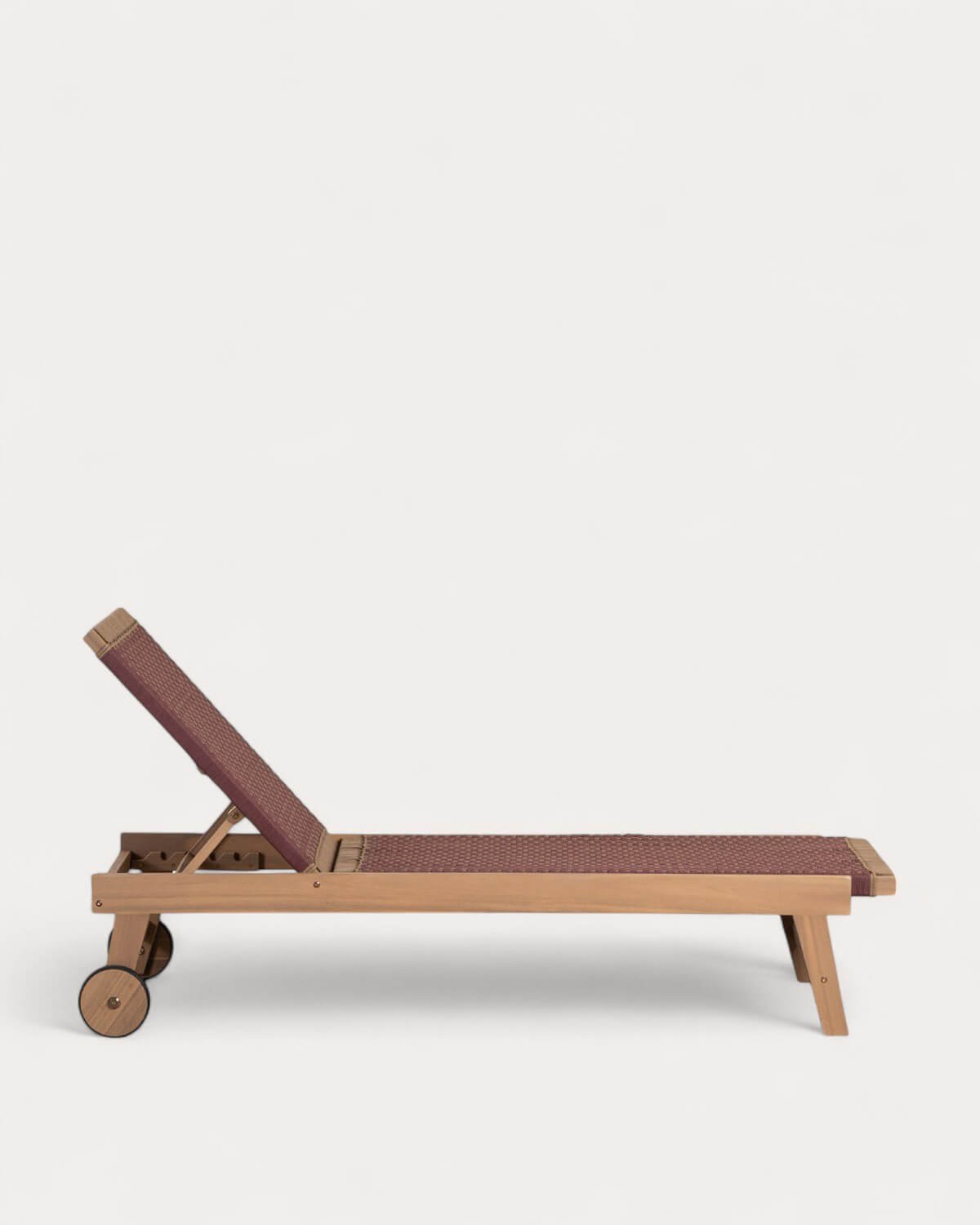 Pack of 2 Mirle Acacia Wood and Rope Loungers with Wheels, gallery image 4