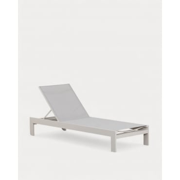Aluminium and Fabric Reclining Sun Lounger New Kreta White Alabaster - The Masie