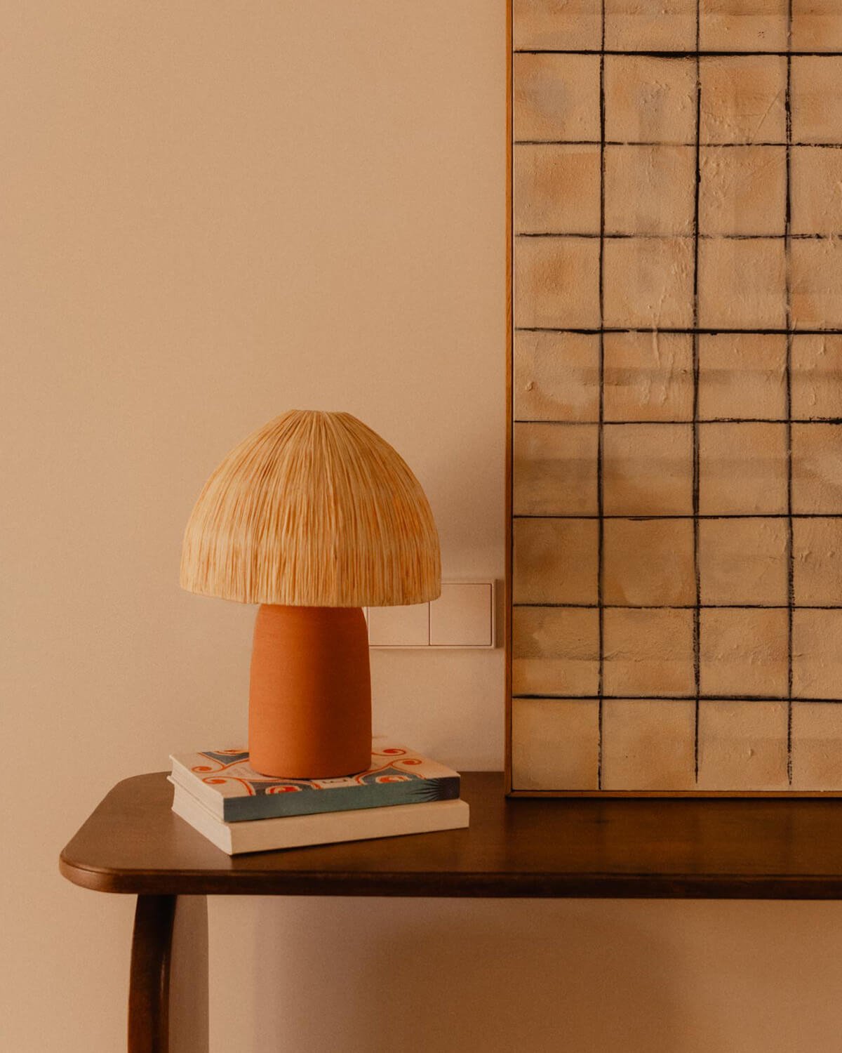 Raffia and Terracotta Table Lamp Abbie, gallery image 2