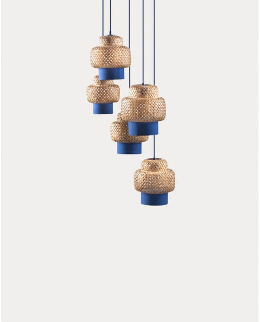 Bamboo and Metal Ceiling Lamp Mirenis