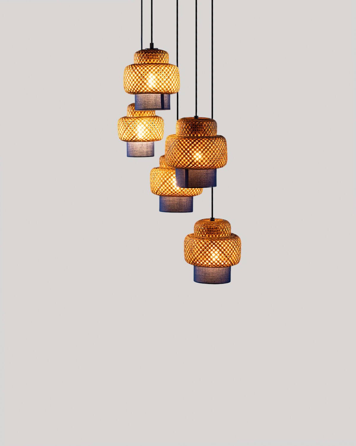 Bamboo and Metal Ceiling Lamp Mirenis, gallery image 2