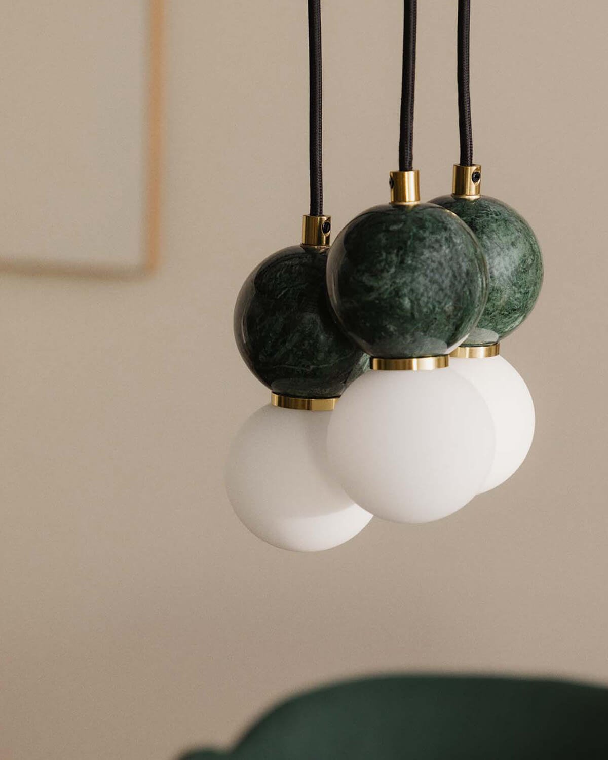 3-Light Metal Ceiling Lamp with Valenes Marble, gallery image 3