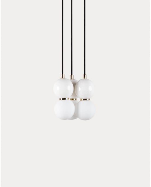 3-Light Metal Ceiling Lamp with Valenes Marble