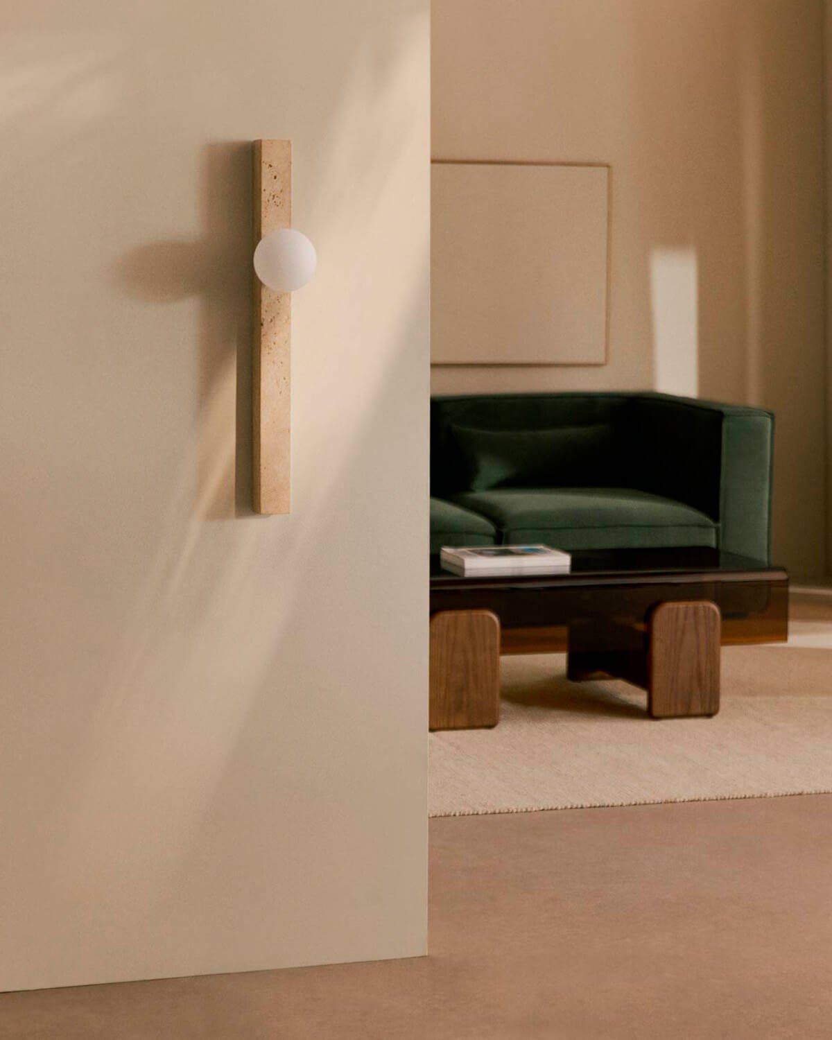 Niuras Travertine Marble Wall Sconce, gallery image 2
