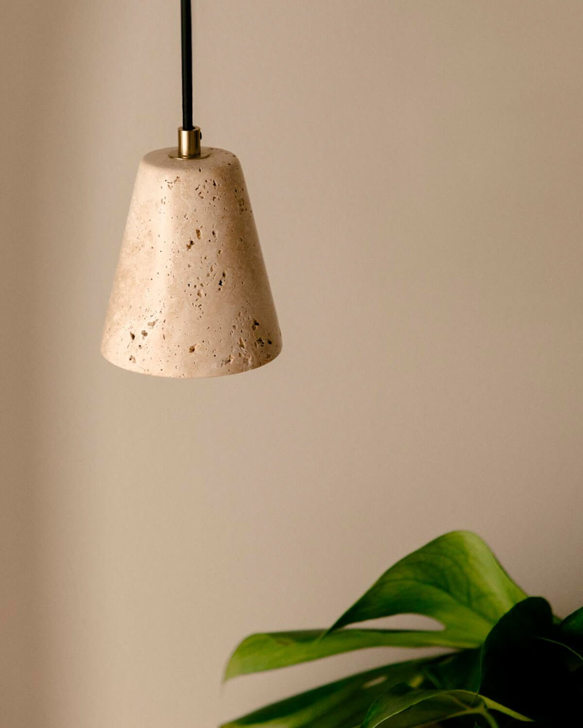 Metal Travertine Marble Ceiling Lamp Valenes, gallery image 2