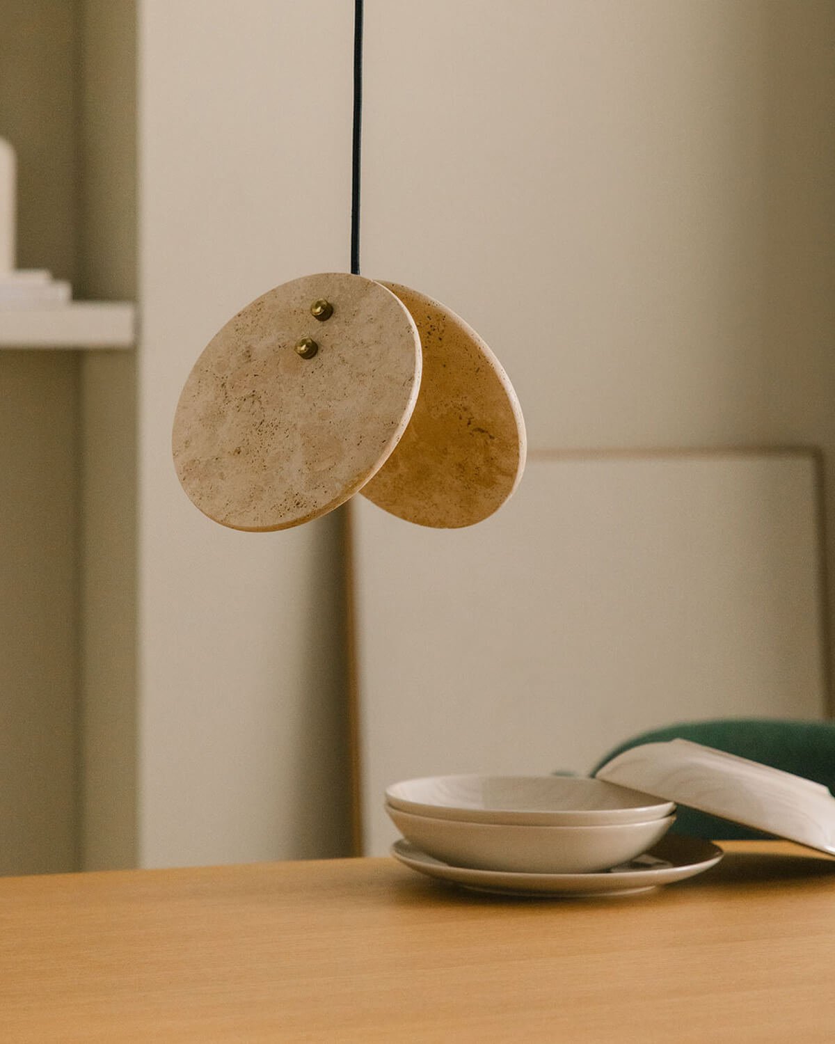 Orbes Travertine Marble Ceiling Lamp, gallery image 2