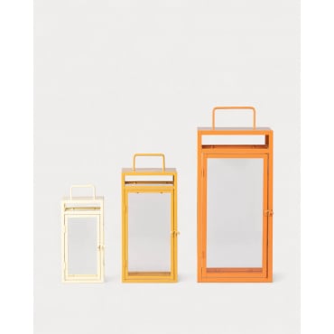 Set of 3 Metal Candle Holders Zafir Yellow Curry - The Masie