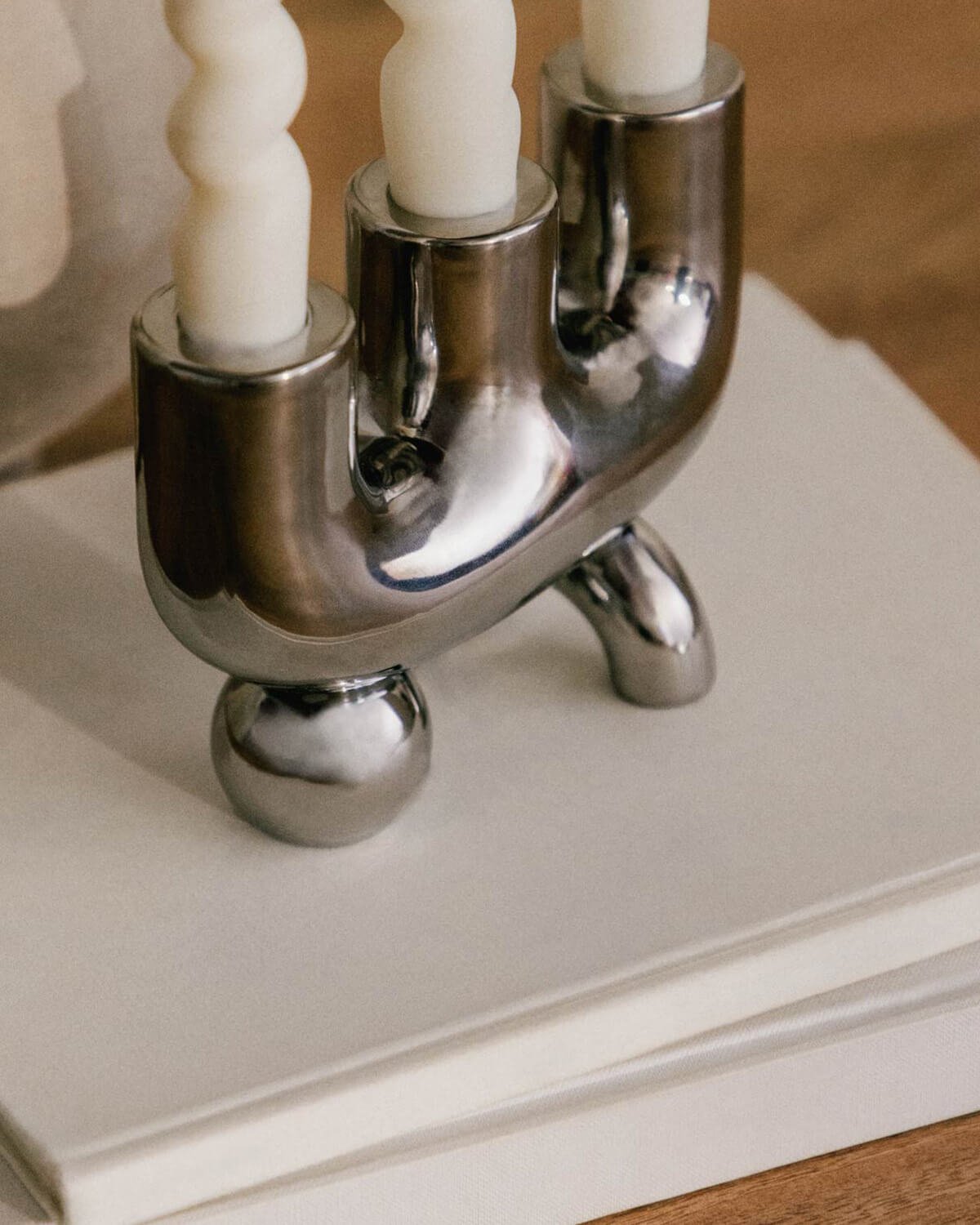 Osaura Galvanized Dolomite Candle Holder, gallery image 3