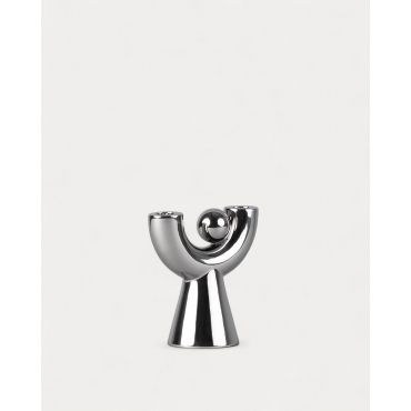 Osiura Galvanized Dolomite Candle Holder Chrome Grey - The Masie