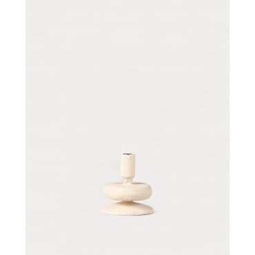 Metal Candle Holder (13,5 cm) Lucio Beige Seashell - The Masie