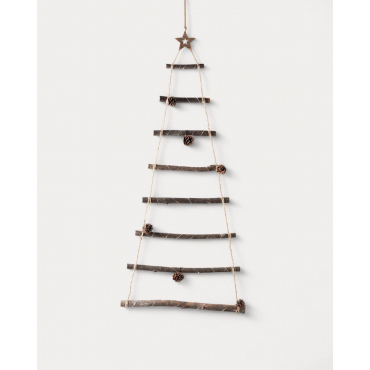 Christmas Tree with Wooden LED Lights 110 cm Pin Brown - The Masie