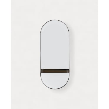 Laiz Wall Mirror with Metal Shelf (60x25 cm) Green Nori - The Masie