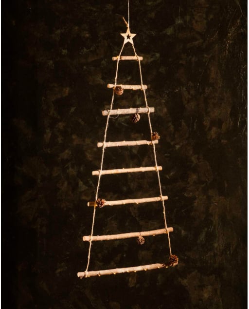 Christmas Tree with Wooden LED Lights 110 cm Pin