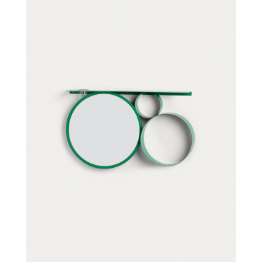 Wall Mirror with Metal Shelf (Ø28 cm) Elara Green Pine - The Masie