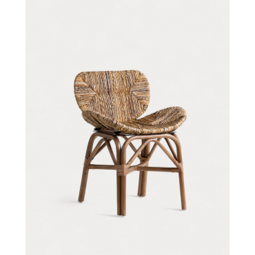 Pack 2 Natural Rattan Dining Chairs Nimu Clear Rattan - The Masie