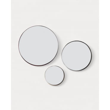 Set of 3 Round Metal Wall Mirrors Esdras Cool Colors - The Masie