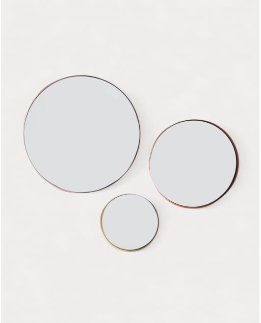 Set of 3 Round Metal Wall Mirrors Esdras