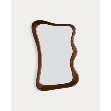 Pine Wood Wall Mirror (80x50 cm) Vahid Dark Pine Wood - The Masie