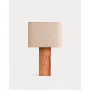 Filipa Travertine Marble and Linen Table Lamp Red Tinto Travertine Marble - The Masie