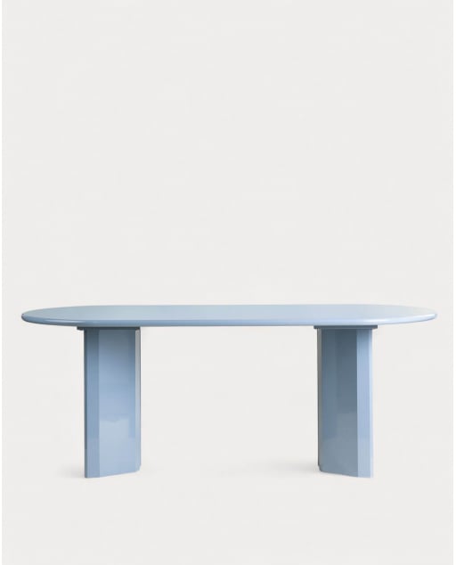 Oval Wooden Dining Table (200x100 cm) Marona - Blue Silvery