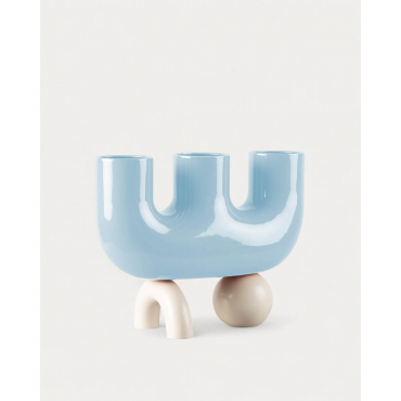 Osaura XL Dolomite Tall Vase Blue Silvery - The Masie