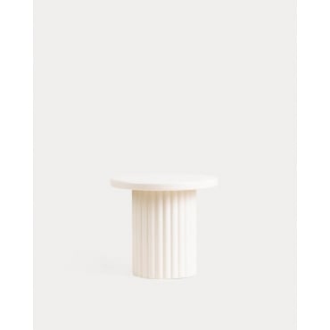 Round Wooden Side Table (Ø50 cm) Dewey Beige Seashell - The Masie