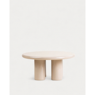 Round Wooden Coffee Table (Ø80 cm) Iraide Brown Clay - The Masie
