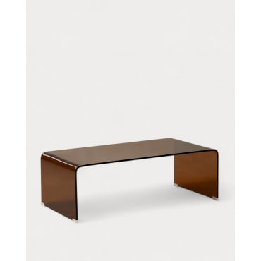 Rectangular Coffee Table in Tempered Glass (120x60 cm) Curve Amber Crystal - The Masie
