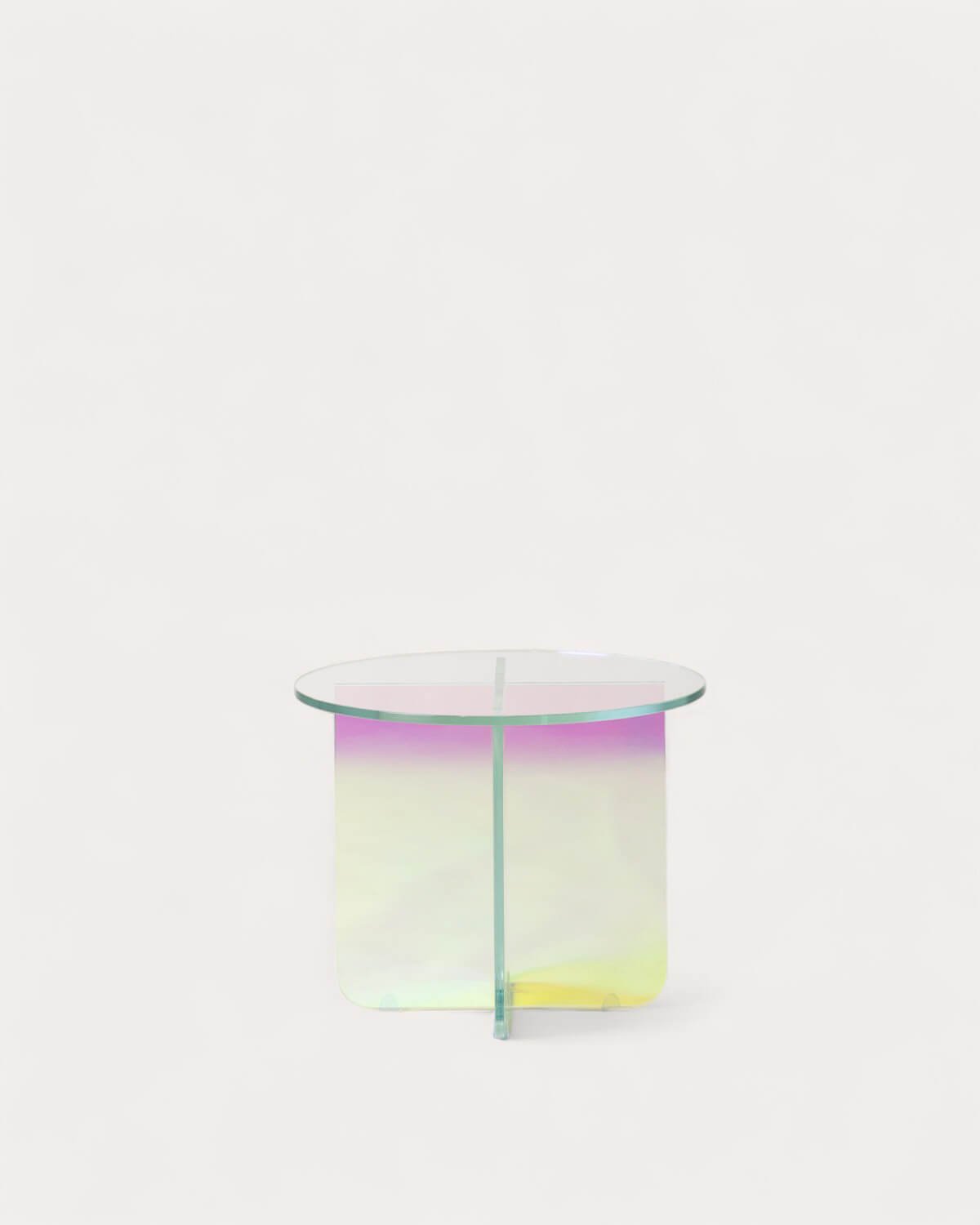 Round Iridisent Tempered Glass Side Table (Ø50 cm) Iris, gallery image 4