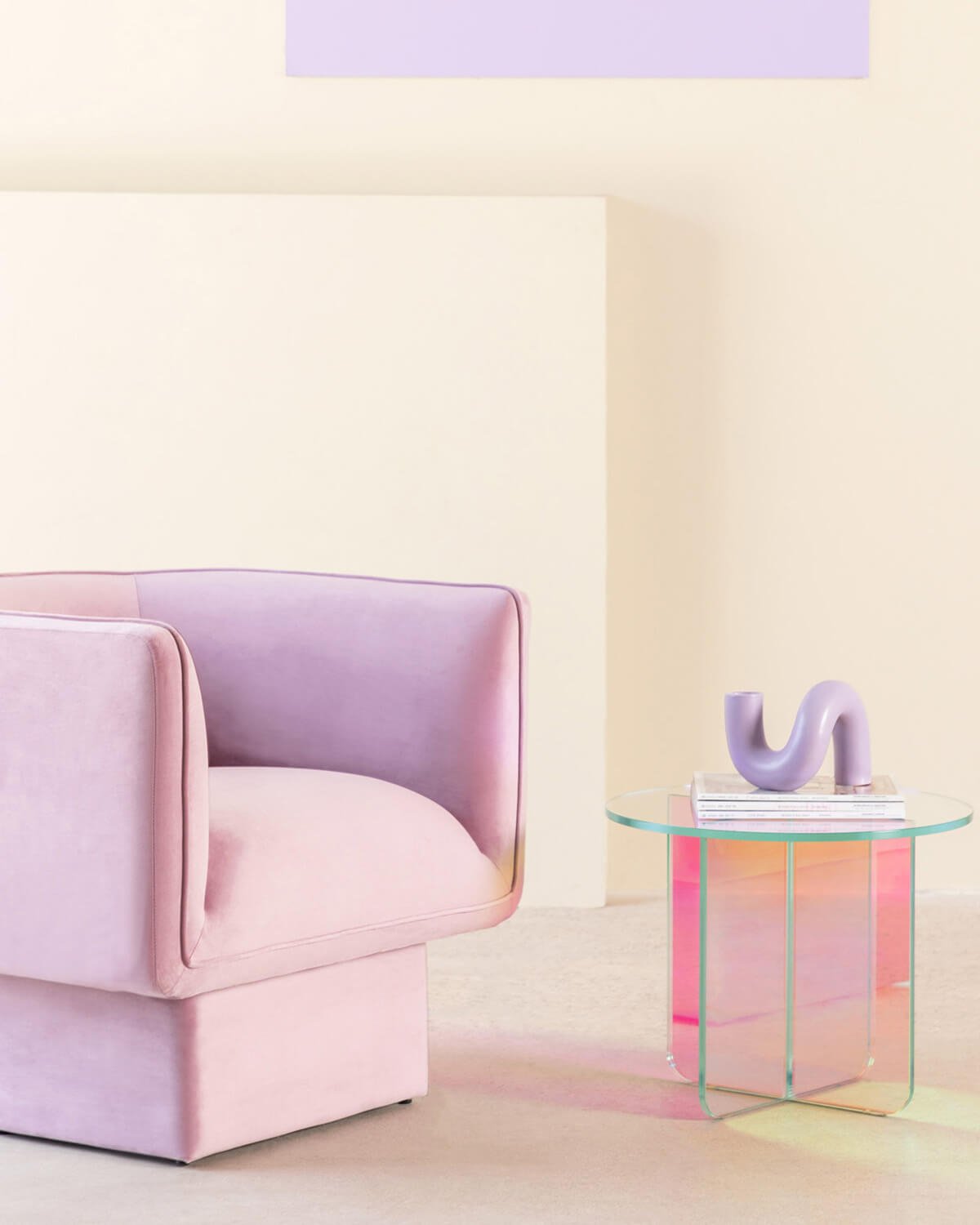 Round Iridisent Tempered Glass Side Table (Ø50 cm) Iris, gallery image 2