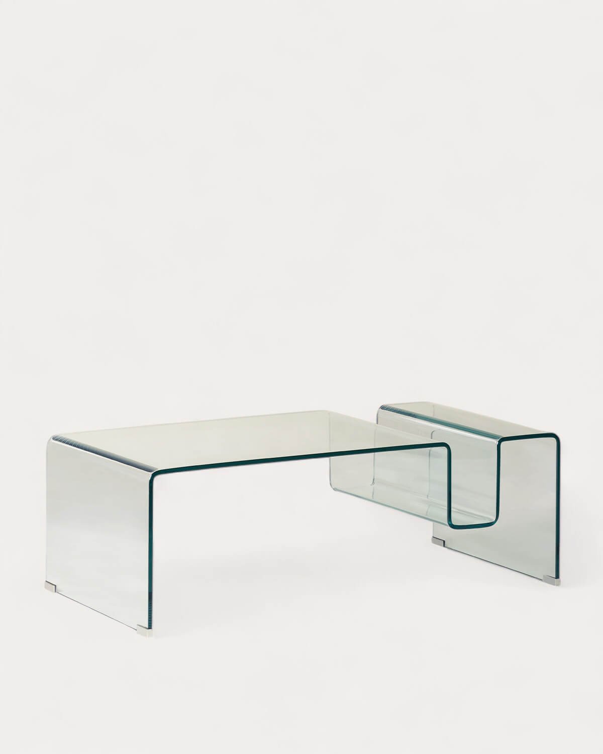 Rectangular Curved Glass Coffee Table (118x60 cm) Adit , gallery image 1