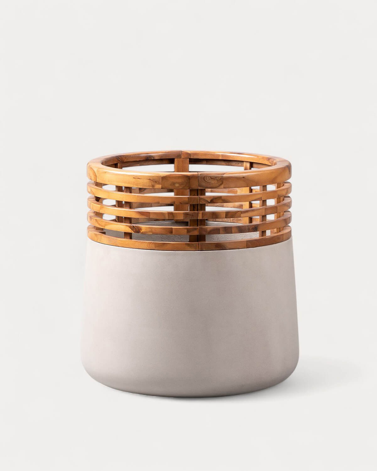 Concrete and Acacia Wood Planter XL (60xØ57 cm) Hazan, gallery image 1