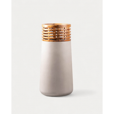 Concrete and Acacia Wood Planter 3XL (104xØ46 cm) Hazan Grey Concrete - The Masie