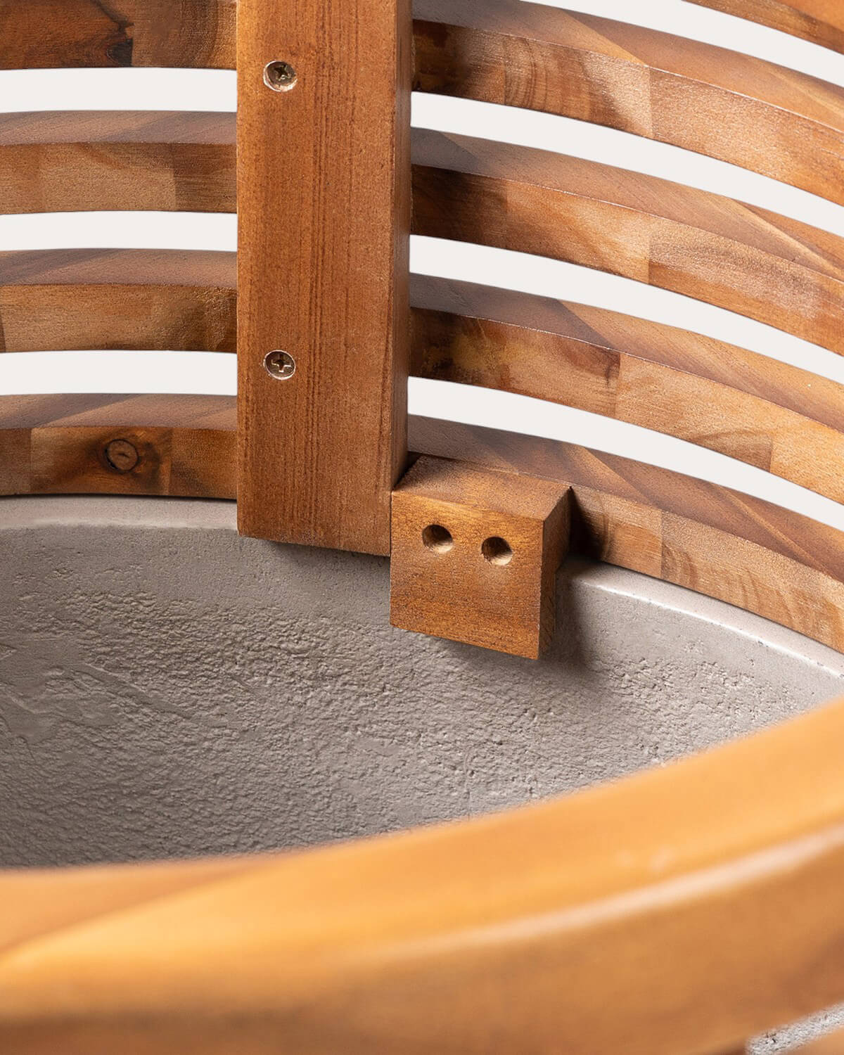 Concrete and Acacia Wood Planter XXL (80xØ48 cm) Hazan - The Masie