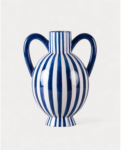 Tall Dolomite Vase XL Melon Lines