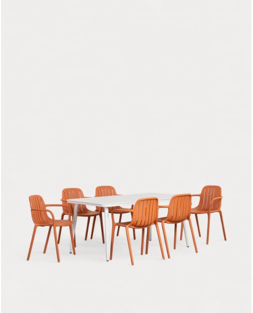 Cancun Rectangular Aluminum Table Set (160x90 cm) and 6 Polypropylene Chairs from Brand Outdoor