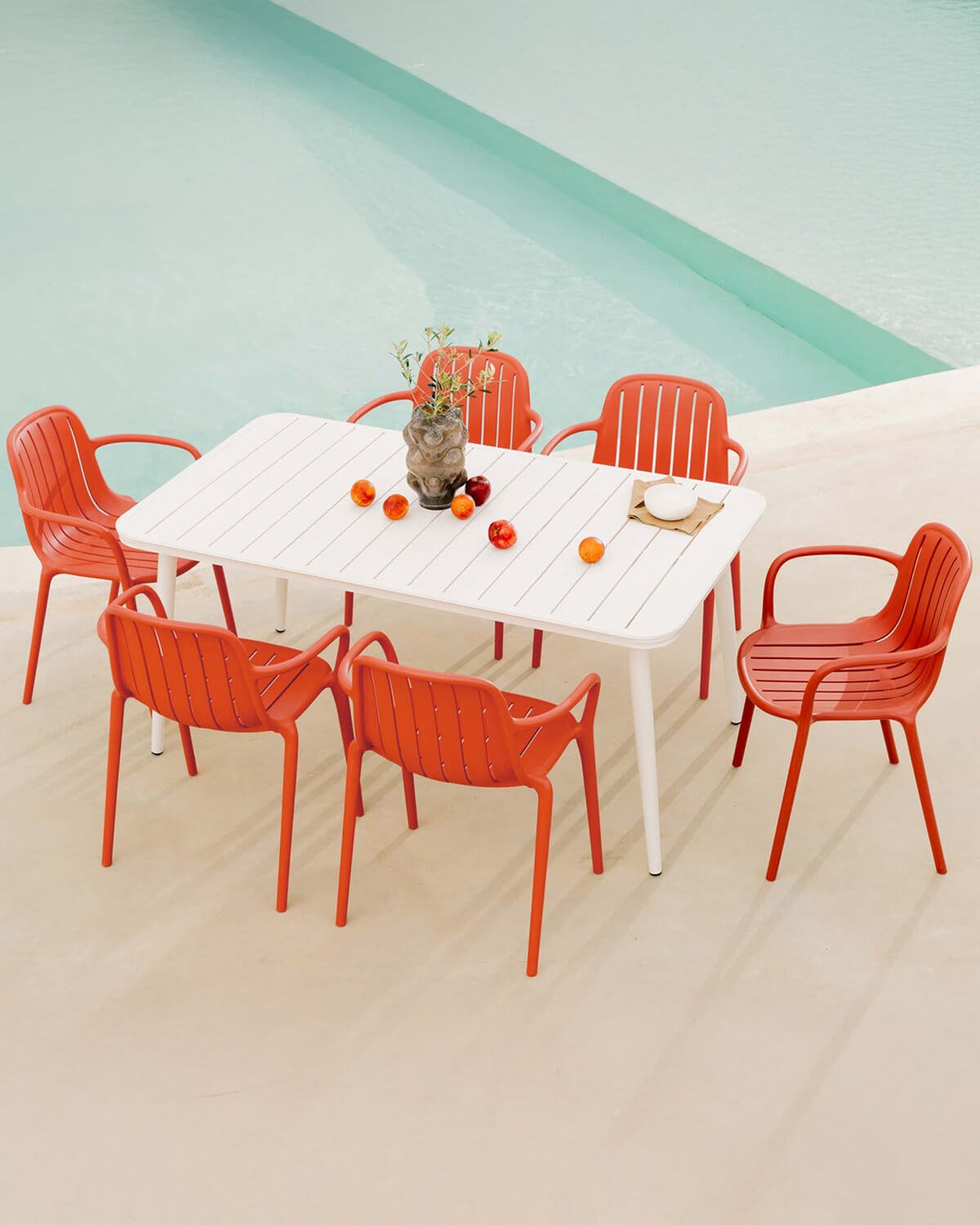Cancun Rectangular Aluminum Table Set (160x90 cm) and 6 Polypropylene Chairs from Brand Outdoor, gallery image 2