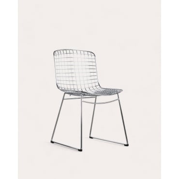 Pack 2 Steel Dining Chairs Aras High Back Trend Chrome Grey - The Masie