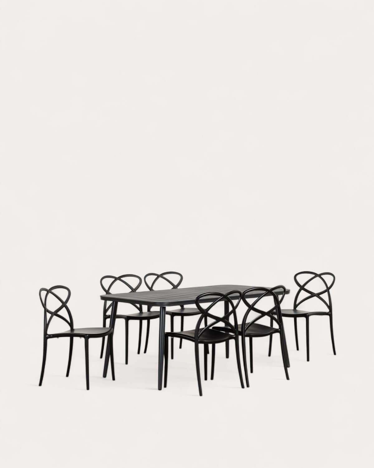 Rectangular Aluminum Table Set (160x90 cm) Cancun and 6 Polypropylene Outdoor Chairs Cielo, gallery image 1