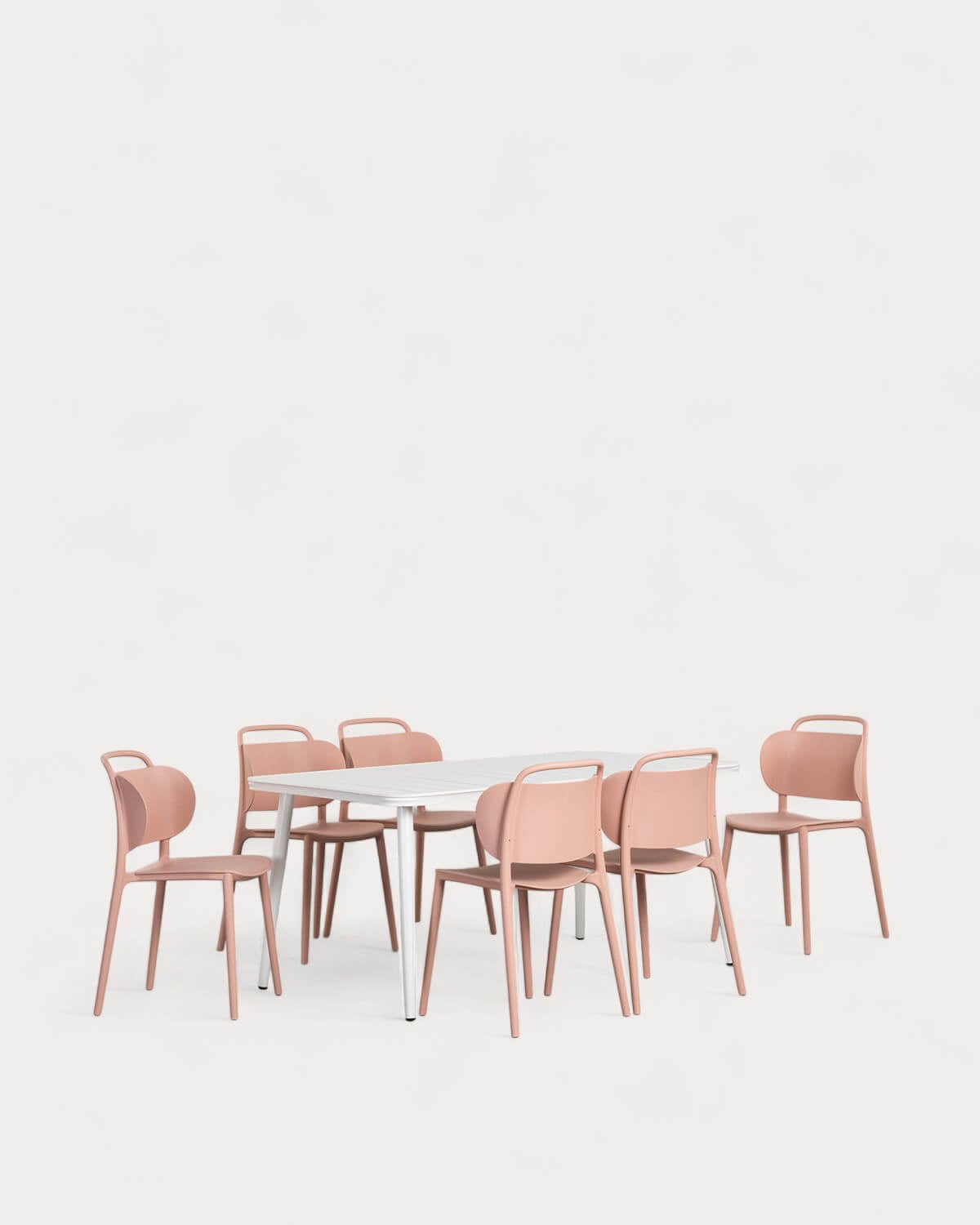 Cancun Rectangular Aluminum Table Set (160x90 cm) and 6 Kole Outdoor Polypropylene Chairs, gallery image 1