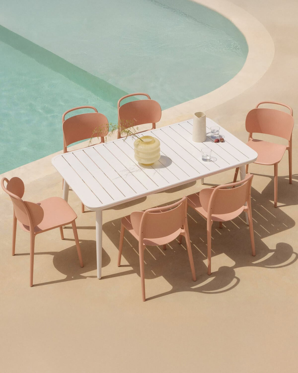 Cancun Rectangular Aluminum Table Set (160x90 cm) and 6 Kole Outdoor Polypropylene Chairs, gallery image 2