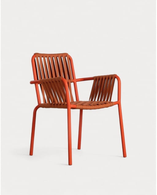 Aluminium and Rope Outdoor Dining Chair Drian Trend - Intense orange
