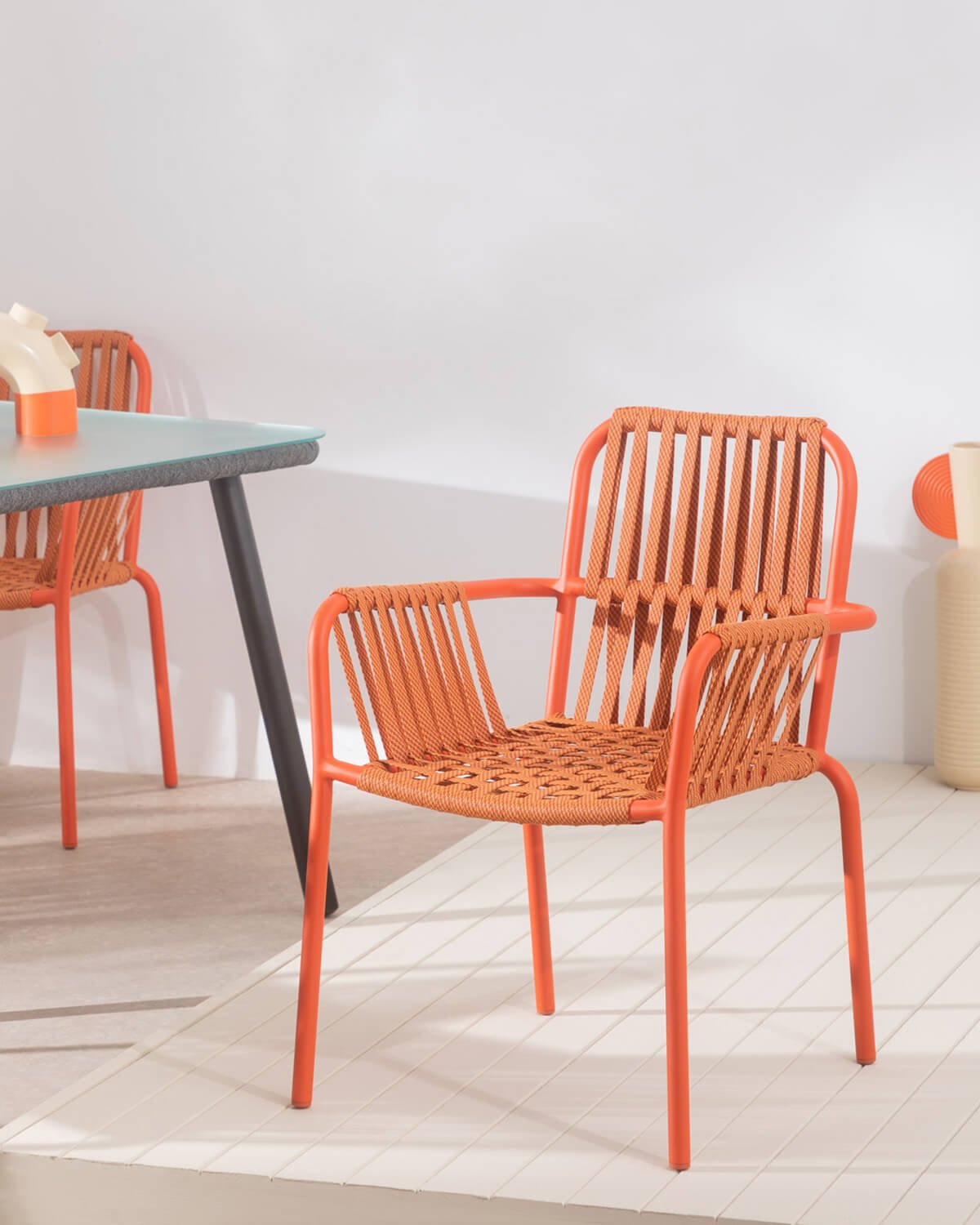 Aluminium and Rope Outdoor Dining Chair Drian Trend, gallery image 2