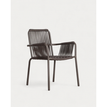 Pack of 2 Dining Chairs in Aluminium and Rope Drian Trend Mole Grey - The Masie