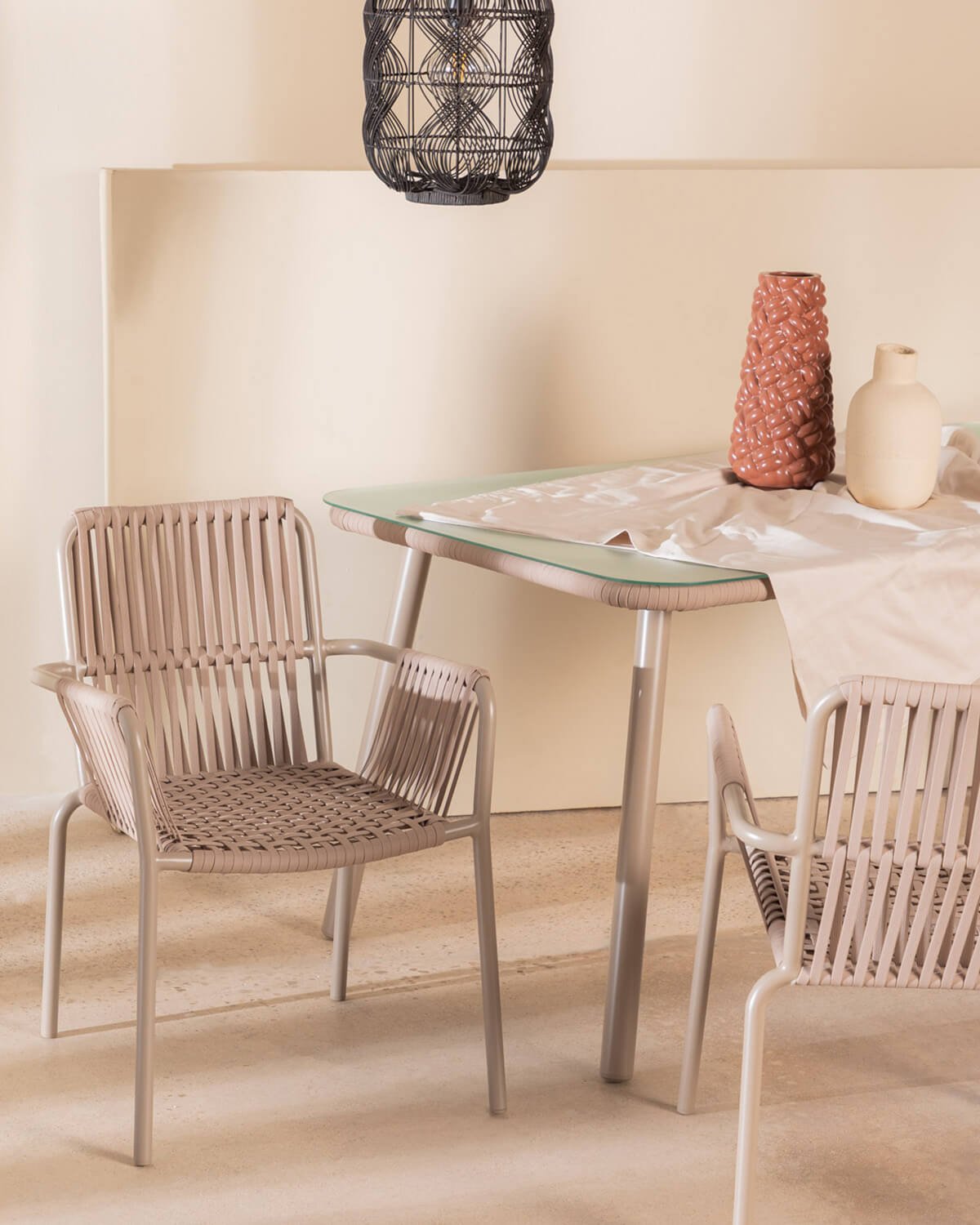 Pack of 2 Dining Chairs in Aluminium and Rope Drian Trend, gallery image 2