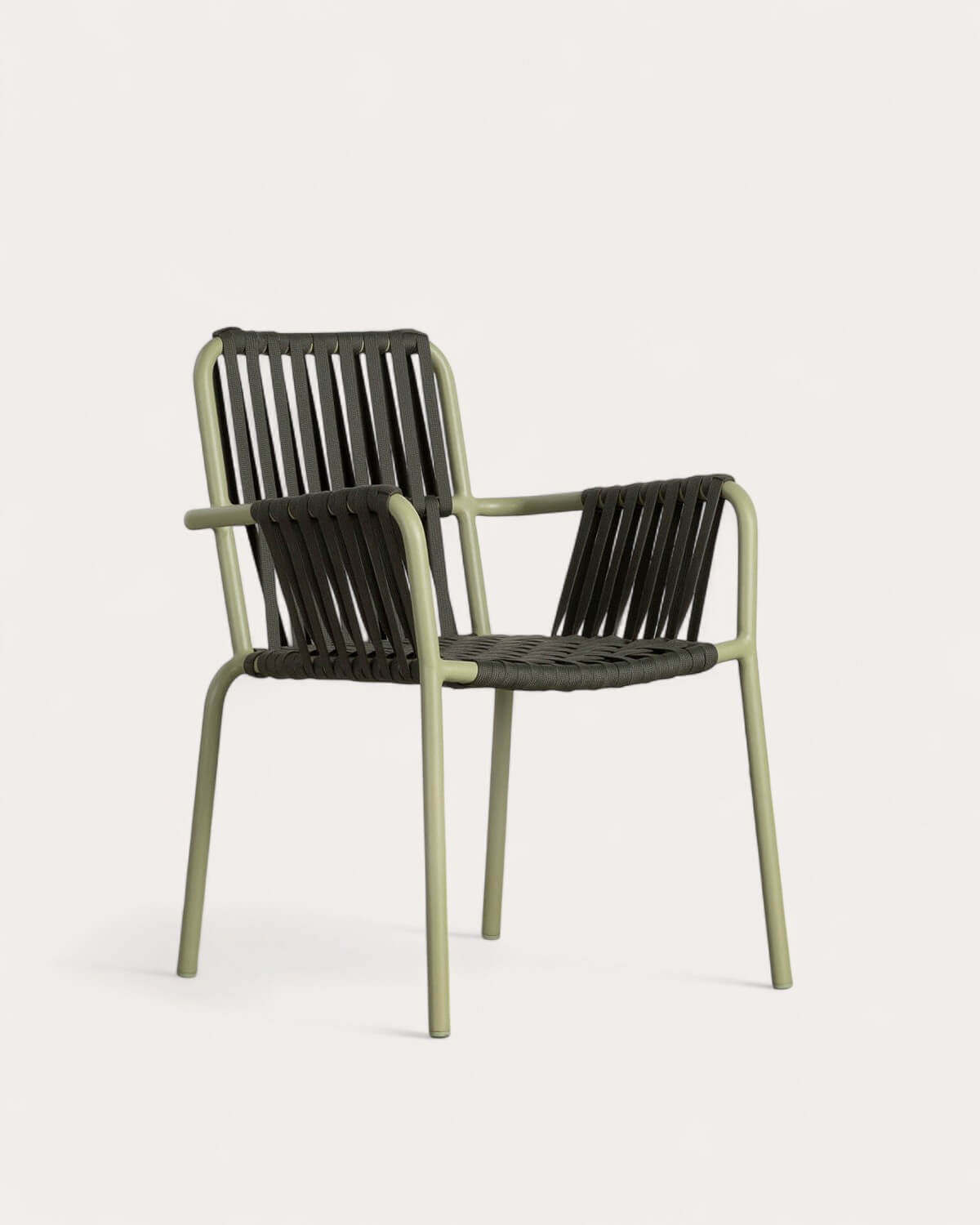 Pack 4 Dining Chairs with Aluminium Armrests and Rope Drian Trend, gallery image 1