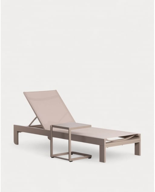 Aluminum Lounger and Side Table Set (40x40 cm) New Kreta