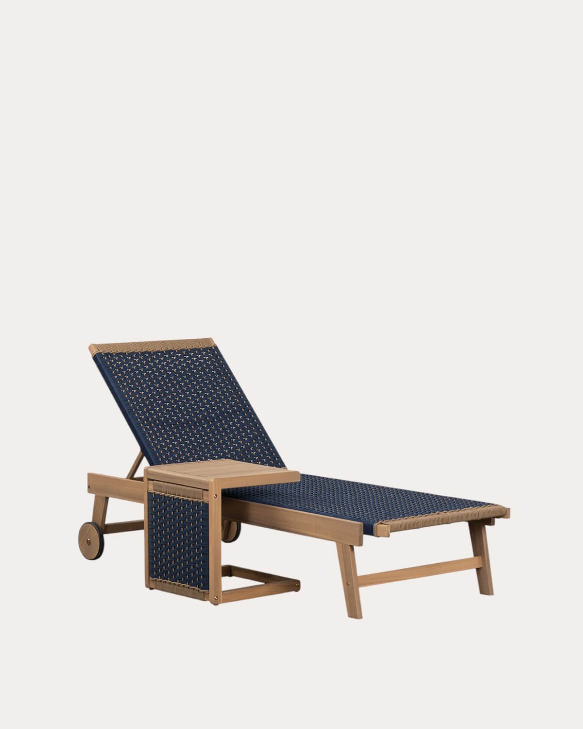 Acacia Wood and Rope Lounger and Side Table Set (40x40 cm) Mirle, gallery image 1